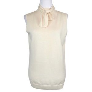 WORTH Wool Blend Tie Neck Sleeveless Knit Top Blouse Women’s Size Large